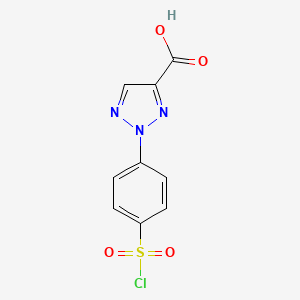 molecular formula C9H6ClN3O4S B15452619 2-[4-(Chlorosulfonyl)phenyl]-2H-1,2,3-triazole-4-carboxylic acid CAS No. 62352-55-0