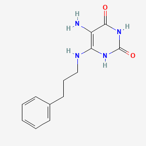 molecular formula C13H16N4O2 B15452658 5-Amino-6-[(3-phenylpropyl)amino]pyrimidine-2,4(1H,3H)-dione CAS No. 62348-46-3