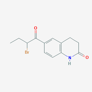 molecular formula C13H14BrNO2 B15452718 6-(2-Bromobutanoyl)-3,4-dihydroquinolin-2(1H)-one CAS No. 62618-76-2