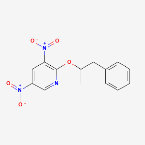 molecular formula C14H13N3O5 B15452762 Pyridine, 2-(1-methyl-2-phenylethoxy)-3,5-dinitro- CAS No. 62252-41-9