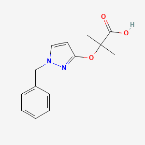 molecular formula C14H16N2O3 B15452907 2-[(1-Benzyl-1H-pyrazol-3-yl)oxy]-2-methylpropanoic acid CAS No. 62299-19-8