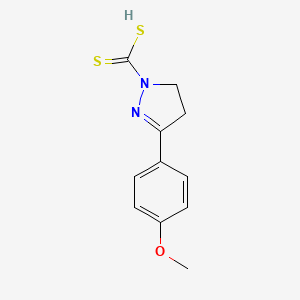 molecular formula C11H12N2OS2 B15453024 3-(4-Methoxyphenyl)-4,5-dihydro-1H-pyrazole-1-carbodithioic acid CAS No. 62502-65-2