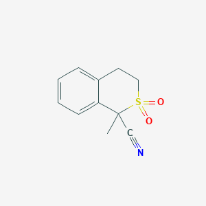 molecular formula C11H11NO2S B15453403 1-Methyl-2,2-dioxo-1,2,3,4-tetrahydro-2-benzothiopyran-1-carbonitrile CAS No. 62525-37-5