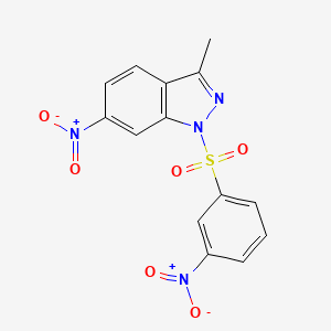 molecular formula C14H10N4O6S B15453554 3-Methyl-6-nitro-1-(3-nitrobenzene-1-sulfonyl)-1H-indazole CAS No. 62235-38-5