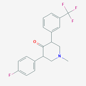 molecular formula C19H17F4NO B15453683 3-(4-Fluorophenyl)-1-methyl-5-[3-(trifluoromethyl)phenyl]piperidin-4-one CAS No. 62290-82-8