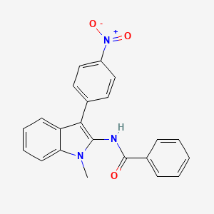 molecular formula C22H17N3O3 B15453698 N-[1-Methyl-3-(4-nitrophenyl)-1H-indol-2-yl]benzamide CAS No. 62693-57-6