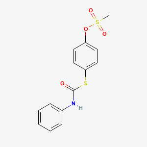 molecular formula C14H13NO4S2 B15454322 4-[(Phenylcarbamoyl)sulfanyl]phenyl methanesulfonate CAS No. 62262-34-4