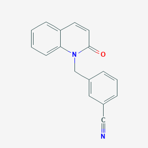 molecular formula C17H12N2O B15454422 Benzonitrile, 3-[(2-oxo-1(2H)-quinolinyl)methyl]- CAS No. 62455-77-0