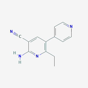 molecular formula C13H12N4 B154545 2-氨基-3-氰基-6-乙基-5-(4-吡啶基)吡啶 CAS No. 129090-38-6