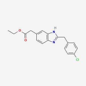 molecular formula C18H17ClN2O2 B15454508 Ethyl {2-[(4-chlorophenyl)methyl]-1H-benzimidazol-6-yl}acetate CAS No. 62468-09-1