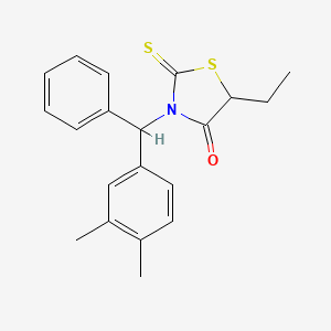 molecular formula C20H21NOS2 B15454688 3-[(3,4-Dimethylphenyl)(phenyl)methyl]-5-ethyl-2-sulfanylidene-1,3-thiazolidin-4-one CAS No. 62298-80-0