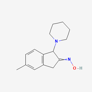 N-[5-Methyl-1-(piperidin-1-yl)-1,3-dihydro-2H-inden-2-ylidene]hydroxylamine