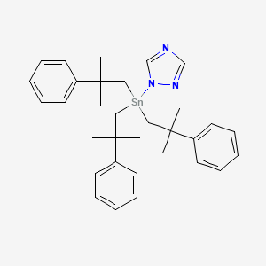 molecular formula C32H41N3Sn B15456197 1-[Tris(2-methyl-2-phenylpropyl)stannyl]-1H-1,2,4-triazole CAS No. 61726-42-9