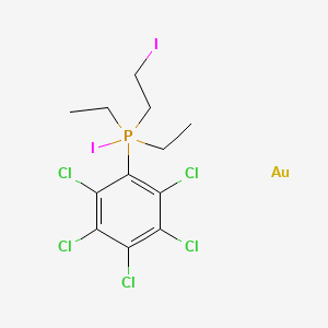 molecular formula C12H14AuCl5I2P B15456342 Diethyl-iodo-(2-iodoethyl)-(2,3,4,5,6-pentachlorophenyl)-lambda5-phosphane;gold CAS No. 62201-15-4