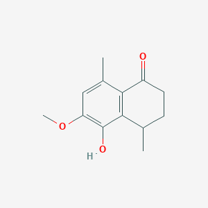 molecular formula C13H16O3 B15456352 5-Hydroxy-6-methoxy-4,8-dimethyl-3,4-dihydronaphthalen-1(2H)-one CAS No. 62192-87-4