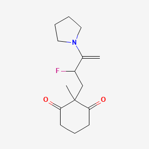 molecular formula C15H22FNO2 B15456528 2-[2-Fluoro-3-(pyrrolidin-1-yl)but-3-en-1-yl]-2-methylcyclohexane-1,3-dione CAS No. 61779-43-9