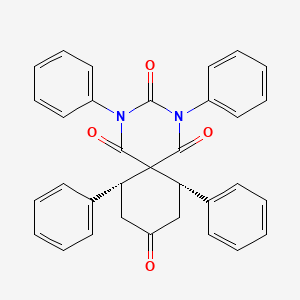 molecular formula C33H26N2O4 B15456574 (7R,11S)-2,4,7,11-tetraphenyl-2,4-diazaspiro[5.5]undecane-1,3,5,9-tetrone CAS No. 62163-51-3