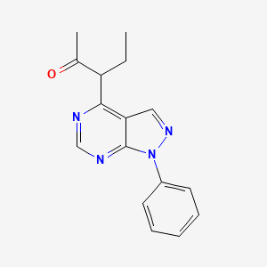 molecular formula C16H16N4O B15457229 3-(1-Phenyl-1H-pyrazolo[3,4-d]pyrimidin-4-yl)pentan-2-one CAS No. 62141-16-6