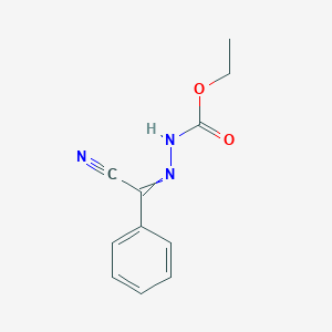 molecular formula C11H11N3O2 B15457506 Hydrazinecarboxylic acid, (cyanophenylmethylene)-, ethyl ester CAS No. 61766-66-3