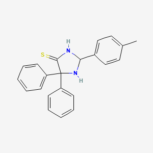 molecular formula C22H20N2S B15457507 2-(4-Methylphenyl)-5,5-diphenylimidazolidine-4-thione CAS No. 62218-78-4