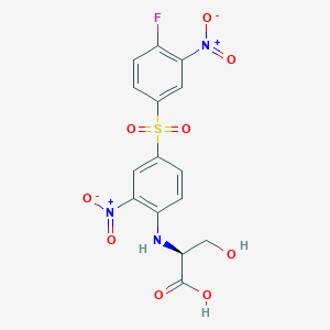 molecular formula C15H12FN3O9S B15457548 N-[4-(4-Fluoro-3-nitrobenzene-1-sulfonyl)-2-nitrophenyl]-L-serine CAS No. 62149-77-3