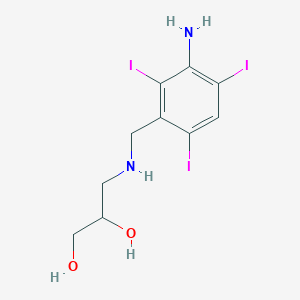 molecular formula C10H13I3N2O2 B15457860 1,2-Propanediol, 3-[[(3-amino-2,4,6-triiodophenyl)methyl]amino]- CAS No. 62180-06-7