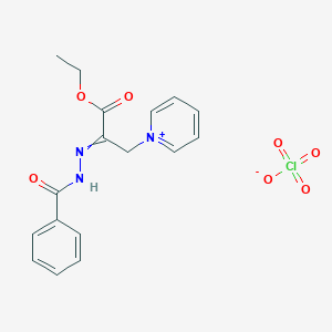 molecular formula C17H18ClN3O7 B15458003 1-[2-(2-Benzoylhydrazinylidene)-3-ethoxy-3-oxopropyl]pyridin-1-ium perchlorate CAS No. 62235-47-6