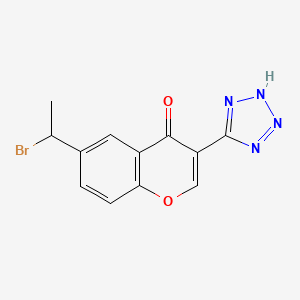 molecular formula C12H9BrN4O2 B15458442 6-(1-Bromoethyl)-3-(2H-tetrazol-5-yl)-4H-1-benzopyran-4-one CAS No. 61776-46-3