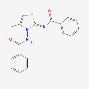 molecular formula C18H15N3O2S B15458545 N-(3-Benzamido-4-methyl-1,3-thiazol-2(3H)-ylidene)benzamide CAS No. 62033-01-6