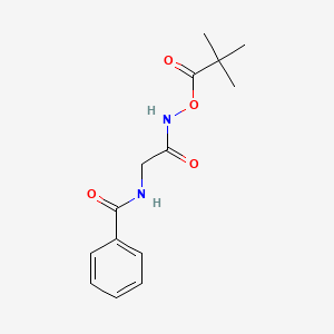 molecular formula C14H18N2O4 B15458612 N-(2-{[(2,2-Dimethylpropanoyl)oxy]amino}-2-oxoethyl)benzamide CAS No. 61650-23-5