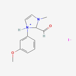 molecular formula C12H15IN2O2 B15458657 2-Formyl-1-(3-methoxyphenyl)-3-methyl-2,3-dihydro-1H-imidazol-1-ium iodide CAS No. 61393-49-5