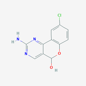 molecular formula C11H8ClN3O2 B15458682 2-Amino-9-chloro-5H-[1]benzopyrano[4,3-d]pyrimidin-5-ol CAS No. 61466-26-0