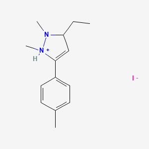 molecular formula C14H21IN2 B15458771 3-Ethyl-1,2-dimethyl-5-(4-methylphenyl)-2,3-dihydro-1H-pyrazol-1-ium iodide CAS No. 61592-27-6