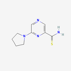 molecular formula C9H12N4S B15458979 Pyrazinecarbothioamide, 6-(1-pyrrolidinyl)- CAS No. 61689-75-6