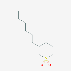 molecular formula C11H22O2S B15459545 2H-Thiopyran, 3-hexyltetrahydro-, 1,1-dioxide CAS No. 61639-18-7