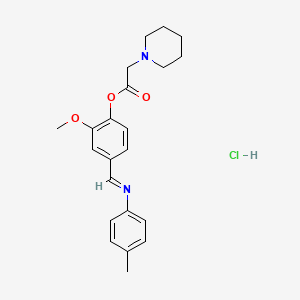 1-Piperidineacetic acid, 2-methoxy-4-(((4-methylphenyl)imino)methyl)phenyl ester, monohydrochloride