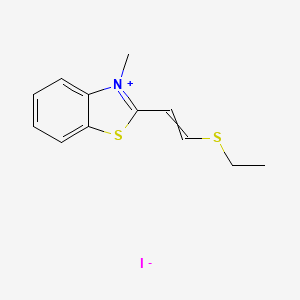 molecular formula C12H14INS2 B15459799 2-[2-(Ethylsulfanyl)ethenyl]-3-methyl-1,3-benzothiazol-3-ium iodide CAS No. 61328-00-5