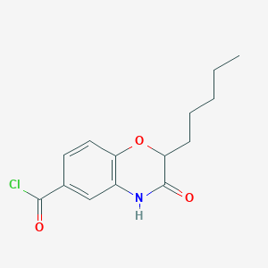 molecular formula C14H16ClNO3 B15460084 3-Oxo-2-pentyl-3,4-dihydro-2H-1,4-benzoxazine-6-carbonyl chloride CAS No. 61545-90-2