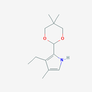 molecular formula C13H21NO2 B15460155 2-(5,5-Dimethyl-1,3-dioxan-2-yl)-3-ethyl-4-methyl-1H-pyrrole CAS No. 61290-08-2