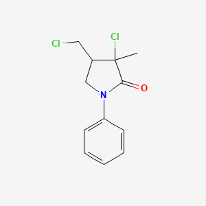 molecular formula C12H13Cl2NO B15460437 3-Chloro-4-(chloromethyl)-3-methyl-1-phenylpyrrolidin-2-one CAS No. 61213-26-1