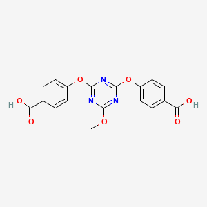 molecular formula C18H13N3O7 B15460601 Benzoic acid, 4,4'-[(6-methoxy-1,3,5-triazine-2,4-diyl)bis(oxy)]bis- CAS No. 61370-94-3