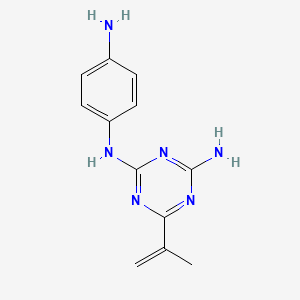 molecular formula C12H14N6 B15460707 N~2~-(4-Aminophenyl)-6-(prop-1-en-2-yl)-1,3,5-triazine-2,4-diamine CAS No. 61660-14-8