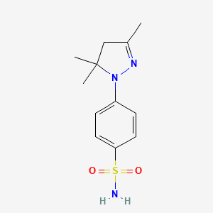 molecular formula C12H17N3O2S B15460747 Benzenesulfonamide, 4-(4,5-dihydro-3,5,5-trimethyl-1H-pyrazol-1-yl)- CAS No. 61195-76-4