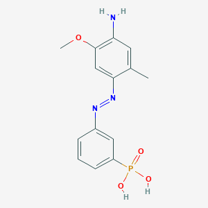 molecular formula C14H16N3O4P B15460793 {3-[(E)-(4-Amino-5-methoxy-2-methylphenyl)diazenyl]phenyl}phosphonic acid CAS No. 61519-71-9