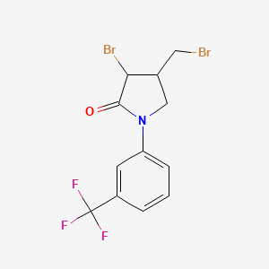 molecular formula C12H10Br2F3NO B15461082 3-Bromo-4-(bromomethyl)-1-[3-(trifluoromethyl)phenyl]pyrrolidin-2-one CAS No. 61213-32-9