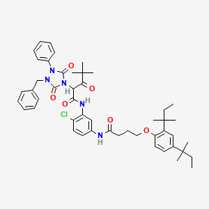 molecular formula C48H58ClN5O6 B15461633 2-(1-Benzyl-3,5-dioxo-2-phenyl-1,2,4-triazolidin-4-yl)-N-(5-{4-[2,4-bis(2-methylbutan-2-yl)phenoxy]butanamido}-2-chlorophenyl)-4,4-dimethyl-3-oxopentanamide CAS No. 61119-59-3