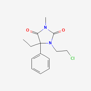 molecular formula C14H17ClN2O2 B15462423 1-(2-Chloroethyl)-5-ethyl-3-methyl-5-phenylimidazolidine-2,4-dione CAS No. 61327-88-6