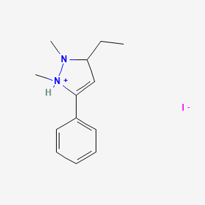 molecular formula C13H19IN2 B15462987 3-Ethyl-1,2-dimethyl-5-phenyl-2,3-dihydro-1H-pyrazol-1-ium iodide CAS No. 61592-17-4