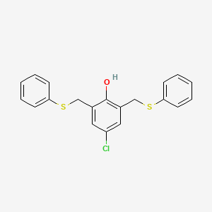 molecular formula C20H17ClOS2 B15463034 4-Chloro-2,6-bis[(phenylsulfanyl)methyl]phenol CAS No. 61151-09-5