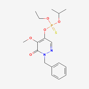 molecular formula C17H23N2O5PS B15463109 Phosphorothioic acid, O-(1,6-dihydro-5-methoxy-6-oxo-1-(phenylmethyl)-4-pyridazinyl) O-ethyl O-(1-methylethyl) ester CAS No. 59631-25-3